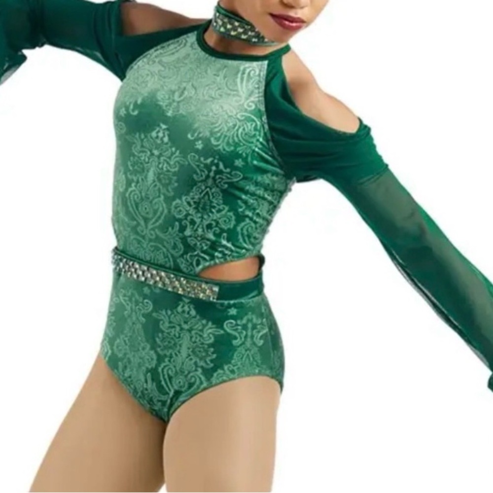 Weissman teal velvet dance costume